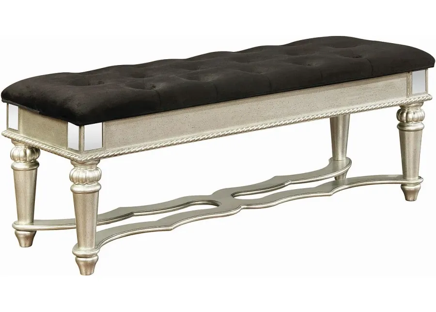 Coaster® Heidi Metallic Platinum Upholstered Bench