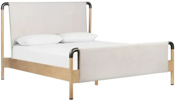 Four Hands Harriett Brown/Gibson Wheat Queen Upholstered Panel Bed