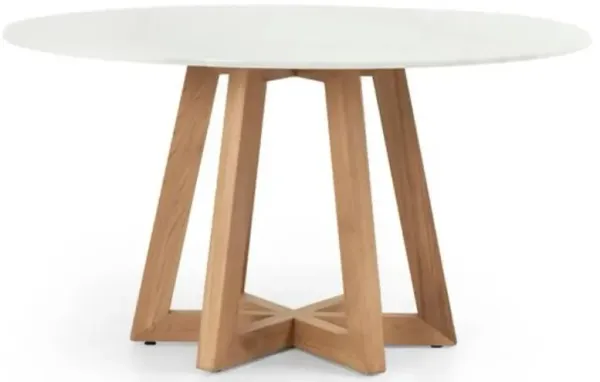 Four Hands Creston White 55" Dining Table with Honey Base