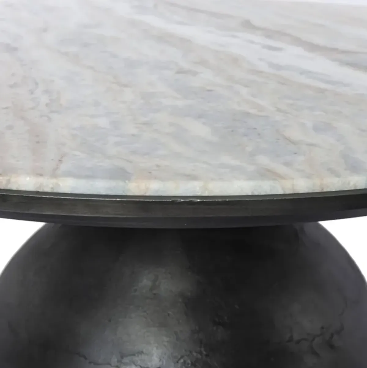 Four Hands Corbett Creamy Taupe Coffee Table with Hammered Grey Base