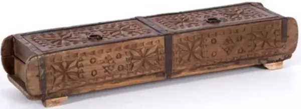 Four Hands Found Brown Carved Box