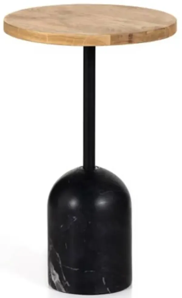 Four Hands Fay Beige Side Table with Black Marble Base