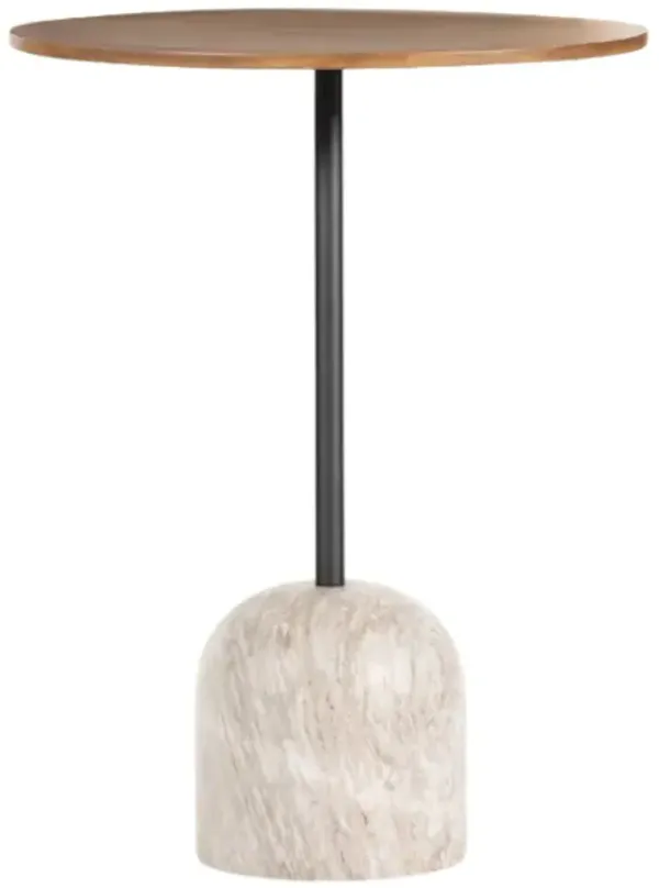 Four Hands Fay Dark Natural Oak Bar Table with White Antique Base