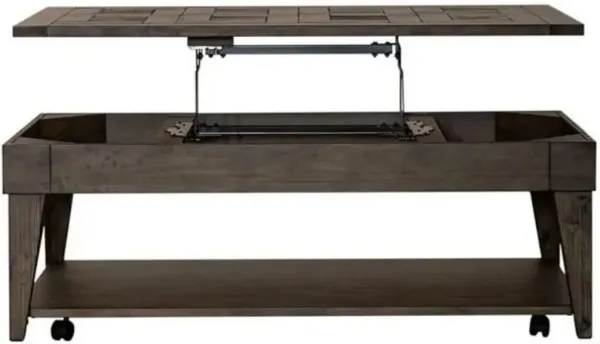 Liberty Furniture Arrowcreek Weathered Stone Lift Top Cocktail Table