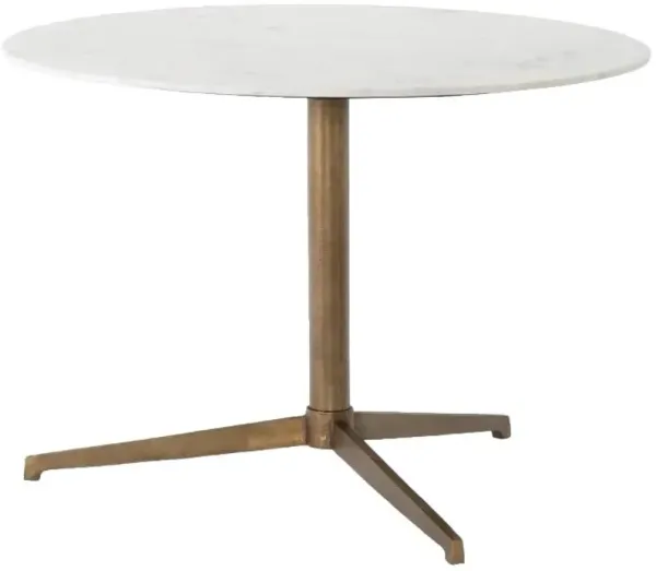 Four Hands Helen Polished White Bistro Table with Brass Base