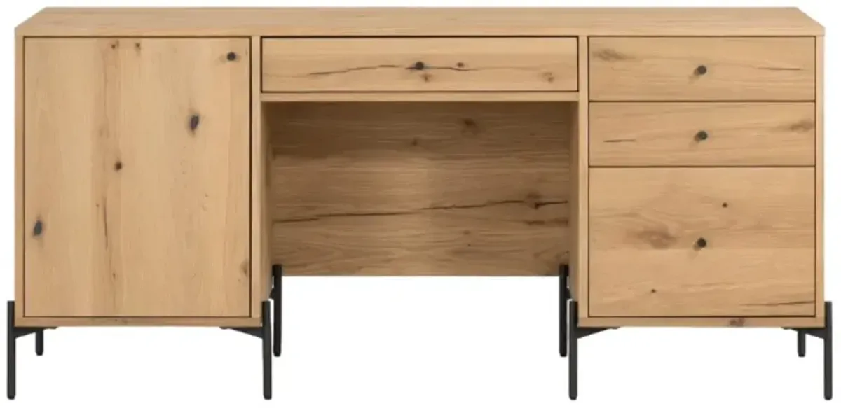 Four Hands Eaton Dark Gunmetal/Light Oak Executive Desk