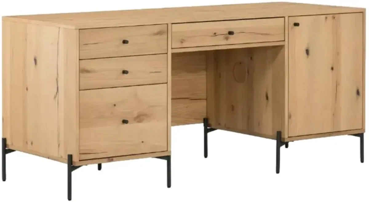 Four Hands Eaton Dark Gunmetal/Light Oak Executive Desk