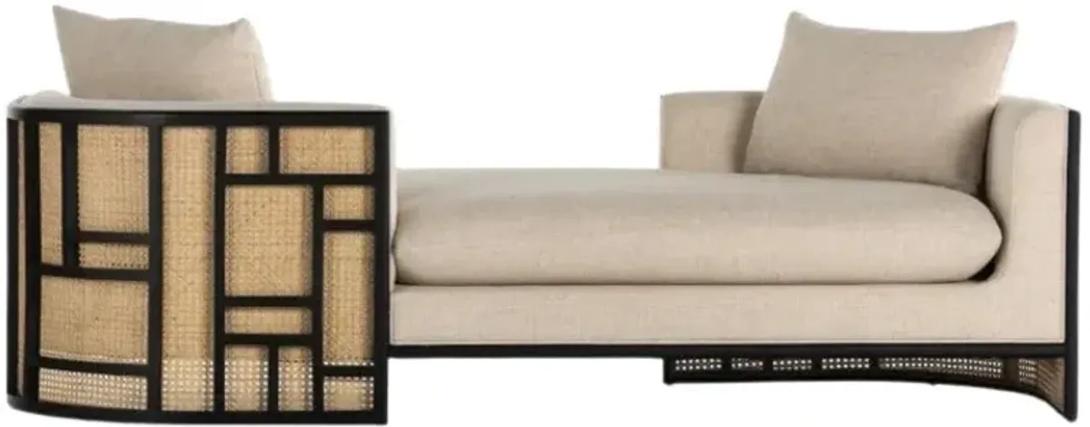 Four Hands June Brushed Ebony/Thames Cream Chaise 