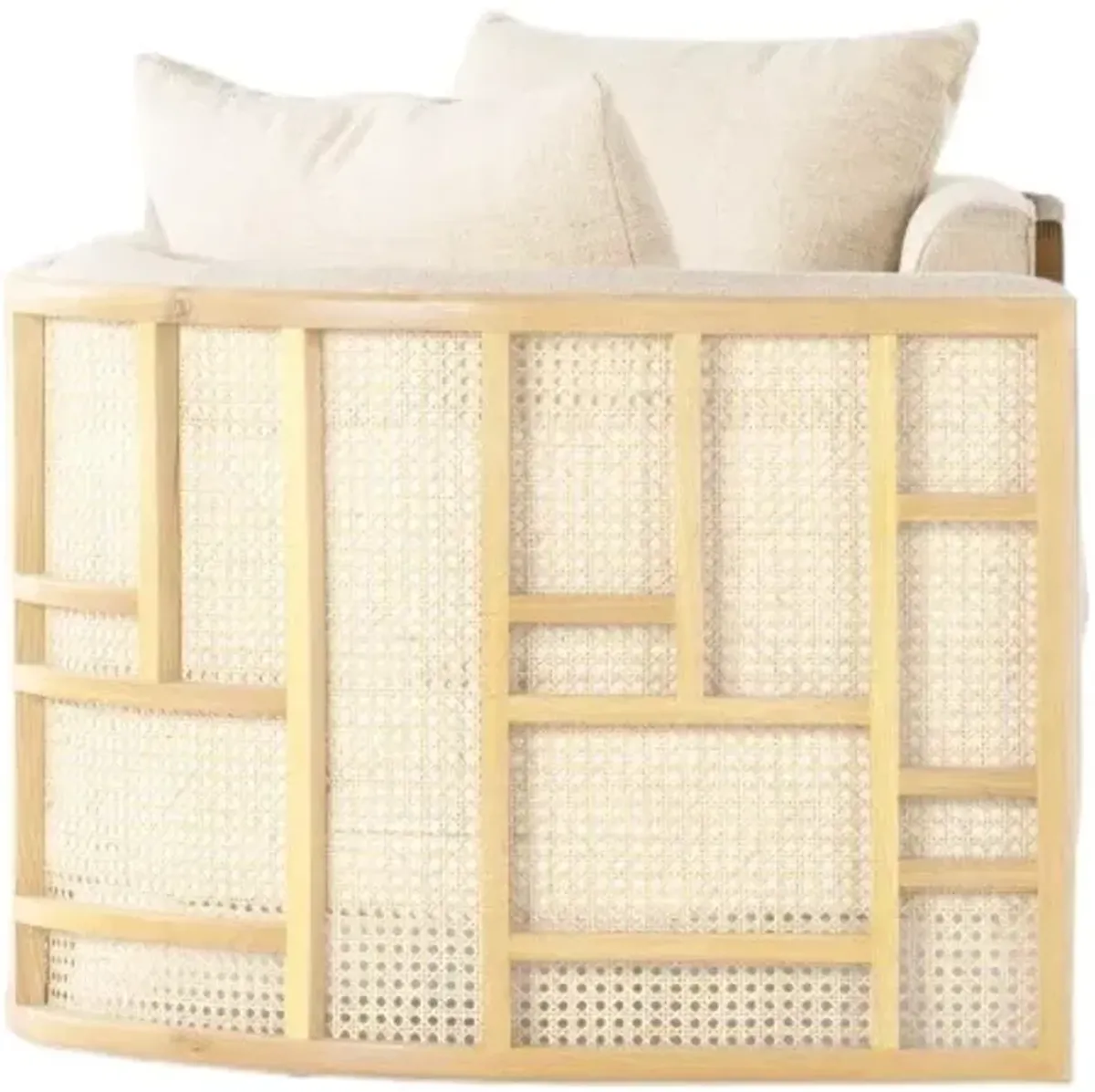 Four Hands June Natural Oak/Thames Cream Chaise 