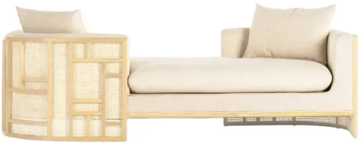 Four Hands June Natural Oak/Thames Cream Chaise 