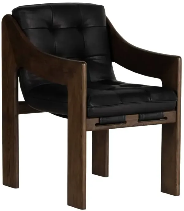 Four Hands Halston Heirloom Black/Terra Brown Arm Chair