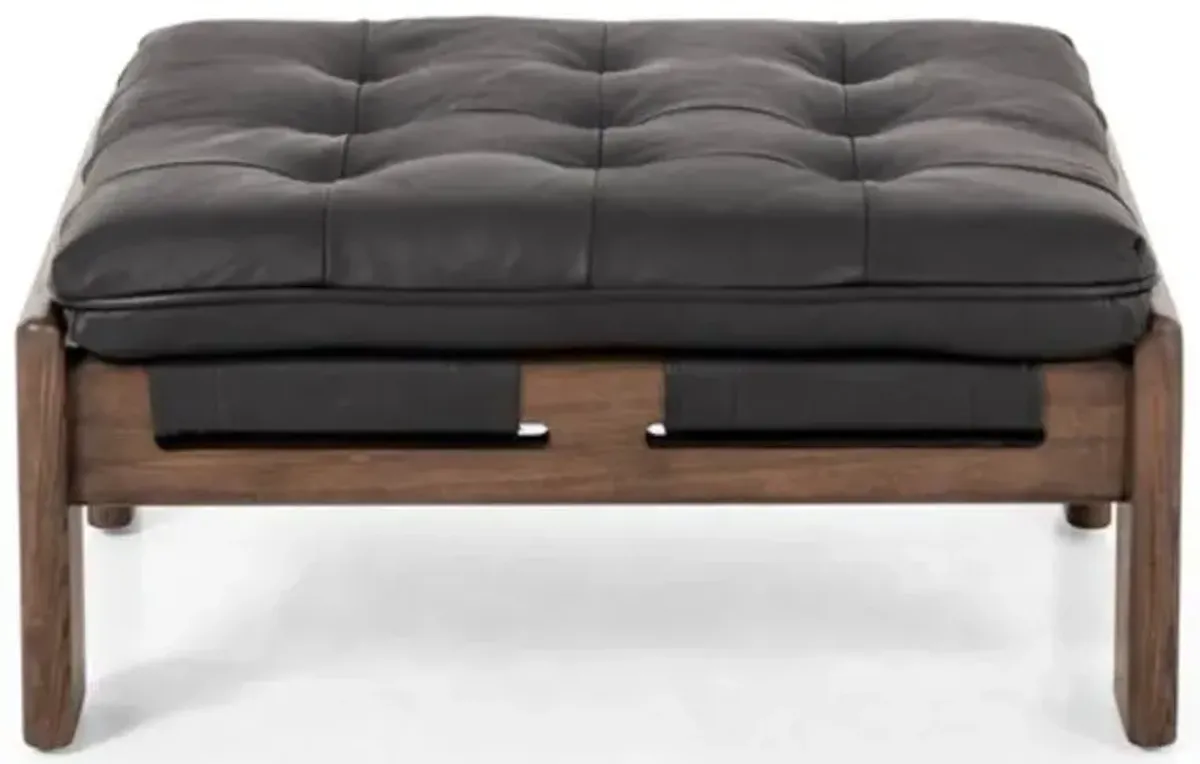 Four Hands Halston Heirloom Black/Terra Brown Ottoman