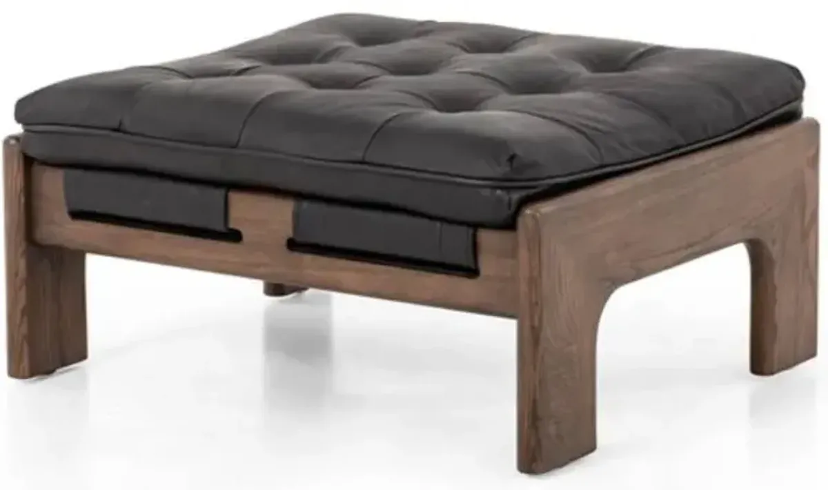 Four Hands Halston Heirloom Black/Terra Brown Ottoman