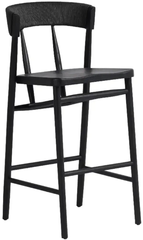 Four Hands Buxton Black Oak Bar Stool
