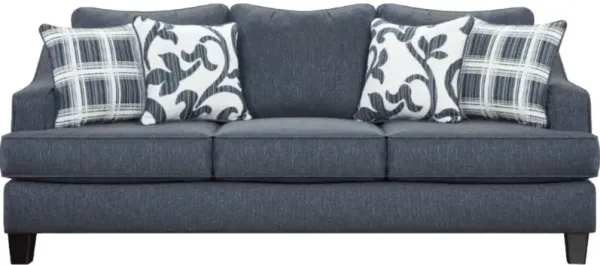 Fusion Furniture Truth or Dare Navy Blue Sloped Track Arm Sofa