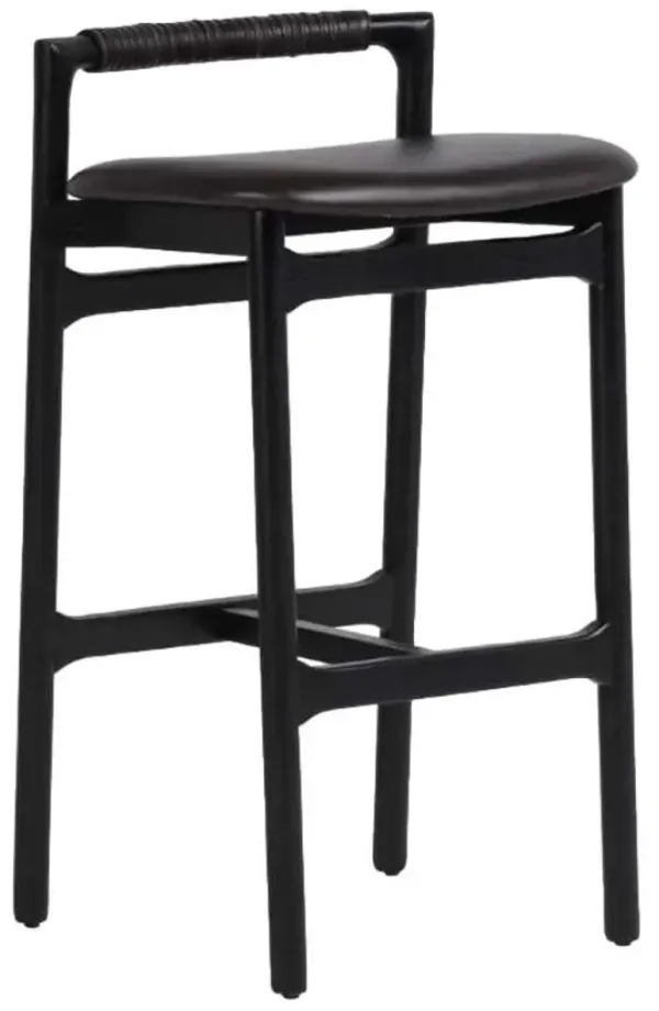 Four Hands Baden Brushed Ebony/Sonoma Black Bar Stool