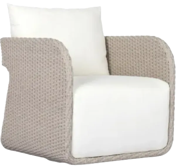 Four Hands Geneva Arashi Salt/Vintage White Fabric/Olefin Outdoor Swivel Chair
