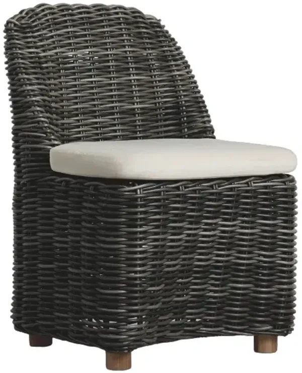 Four Hands Messina Chunky Charcoal/Venao Ivory Wooden Outdoor Dining Side Chair