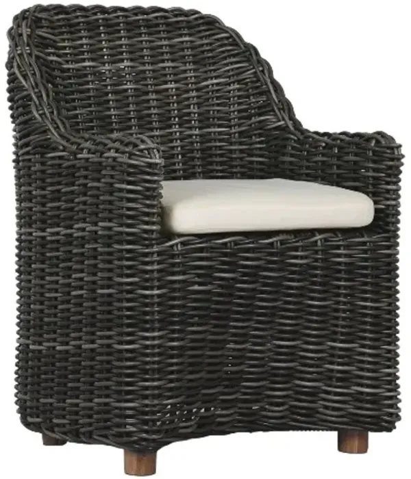 Four Hands Messina Chunky Charcoal/Venao Ivory Wooden Outdoor Dining Arm Chair