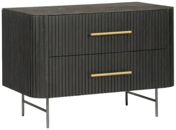 Four Hands Fletcher Distressed Black Large Nightstand