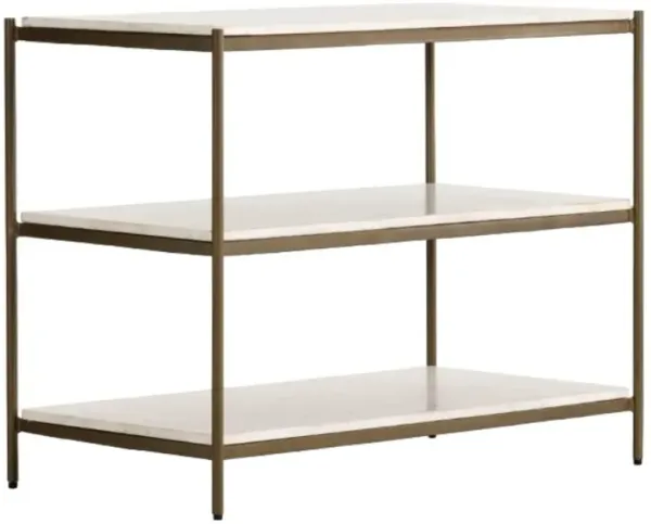 Four Hands Felix Antique Brass/Polished White Large Nightstand