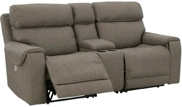 Signature Design by Ashley® Starbot 3-Piece Fossil Power Reclining Sectional Loveseat with Console