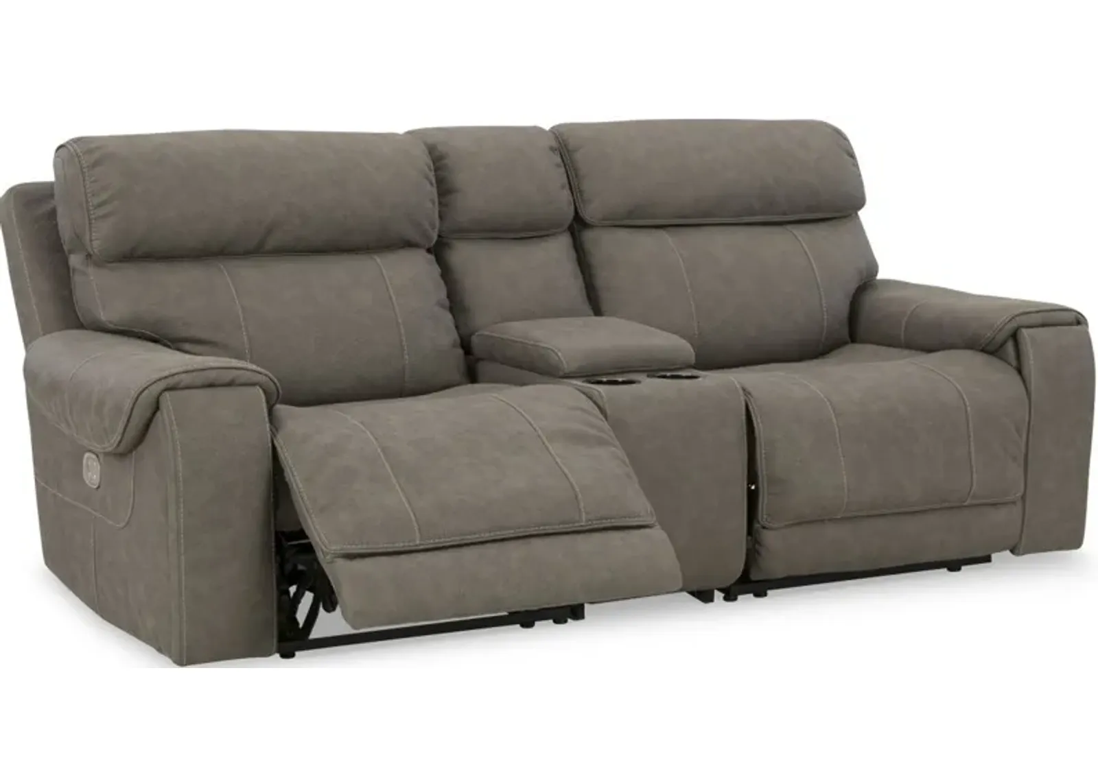 Signature Design by Ashley® Starbot 2-Piece Fossil Power Reclining Loveseat with Console