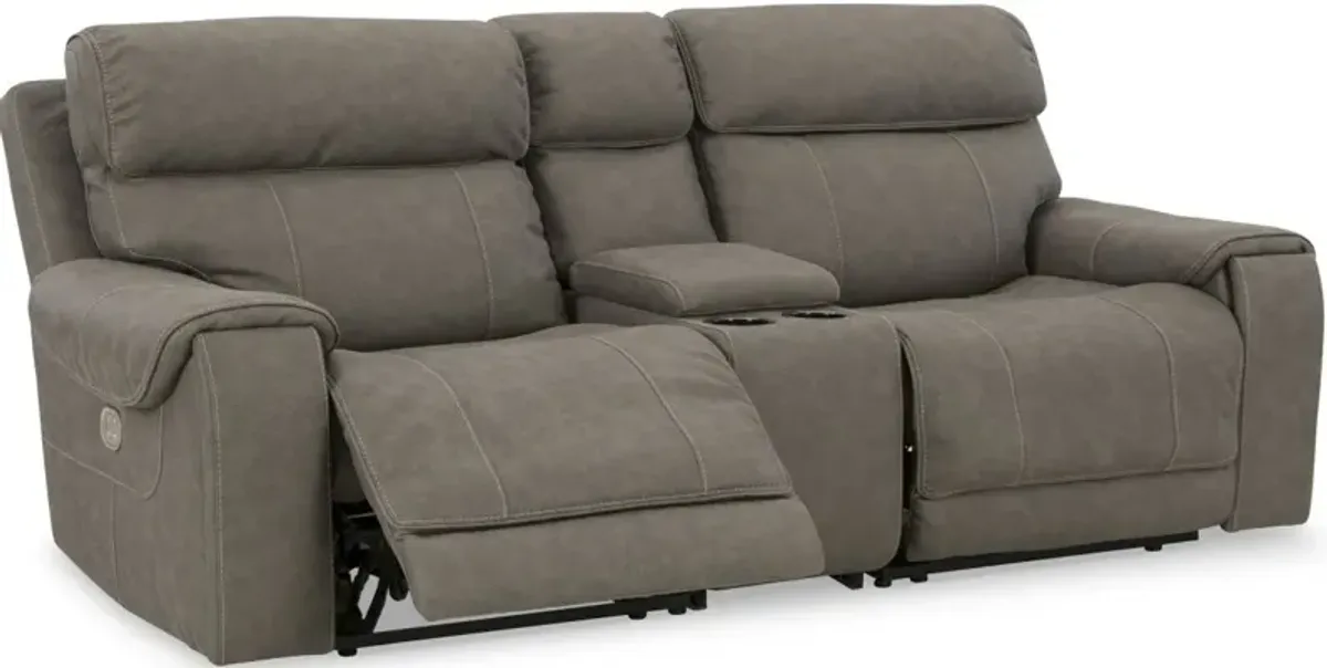 Signature Design by Ashley® Starbot 2-Piece Fossil Power Reclining Loveseat with Console