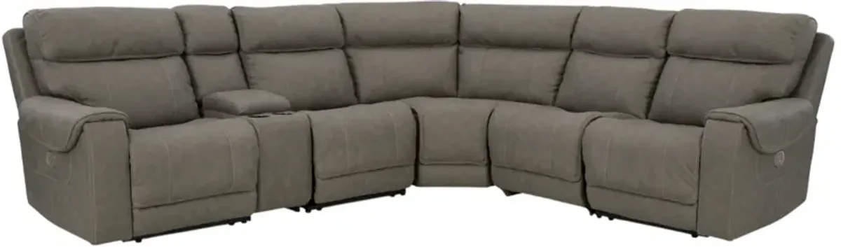 Signature Design by Ashley® Starbot 6-Piece Fossil Curved Power Reclining Sectional