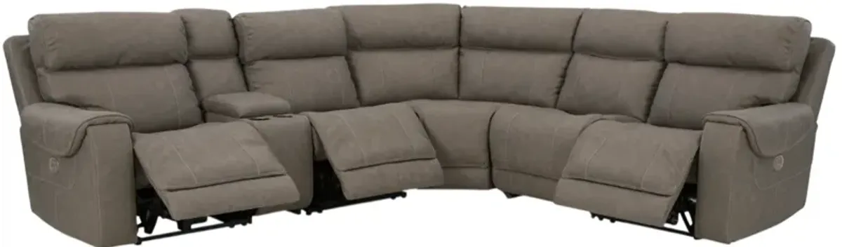Signature Design by Ashley® Starbot 6-Piece Fossil Curved Power Reclining Sectional