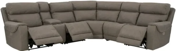 Signature Design by Ashley® Starbot 6-Piece Fossil Curved Power Reclining Sectional