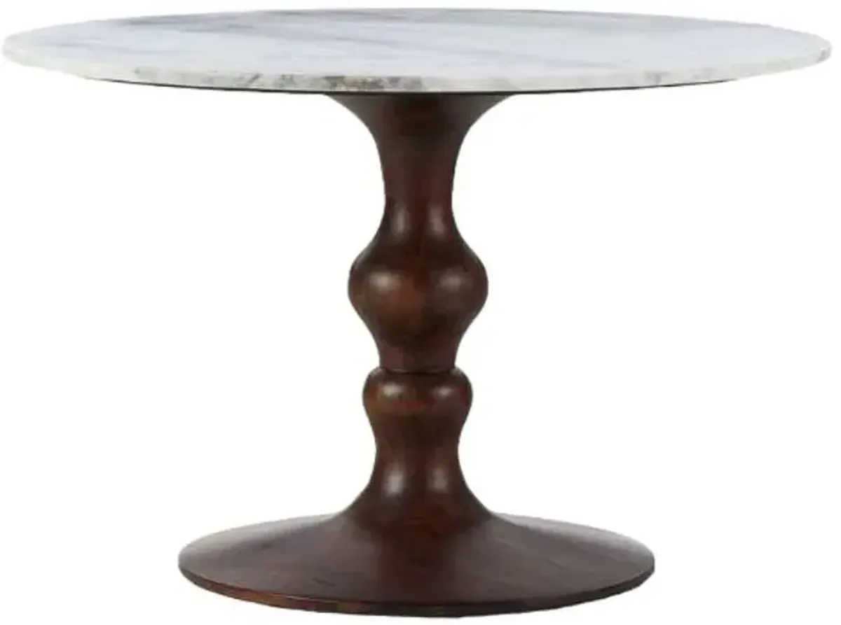 Four Hands Kestrel White Round Dining Table with Dark Brown Base