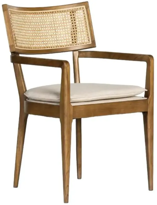 Four Hands Britt Savile Flax/Toasted Nettlewood Dining Arm Chair