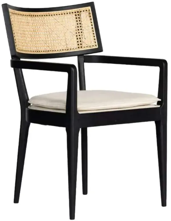 Four Hands Britt Brushed Ebony/Savile Flax Dining Arm Chair