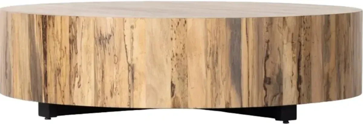 Four Hands Hudson Spalted Primavera Large Coffee Table with Black Base