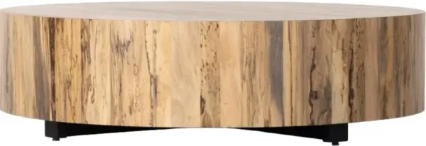 Four Hands Hudson Spalted Primavera Large Coffee Table with Black Base