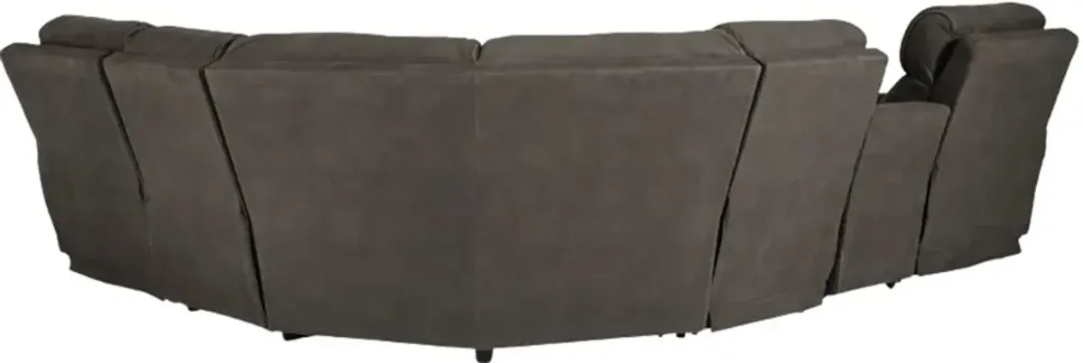 Signature Design by Ashley® Hoopster 6-Piece Gunmetal Curved Power Reclining Sectional