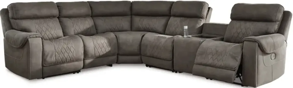 Signature Design by Ashley® Hoopster 6-Piece Gunmetal Power Reclining Sectional