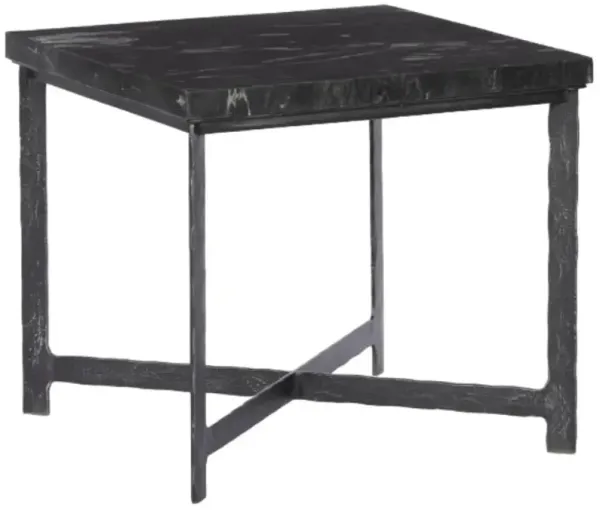 Four Hands Hammered Charcoal Marble Top End Table with Black Base
