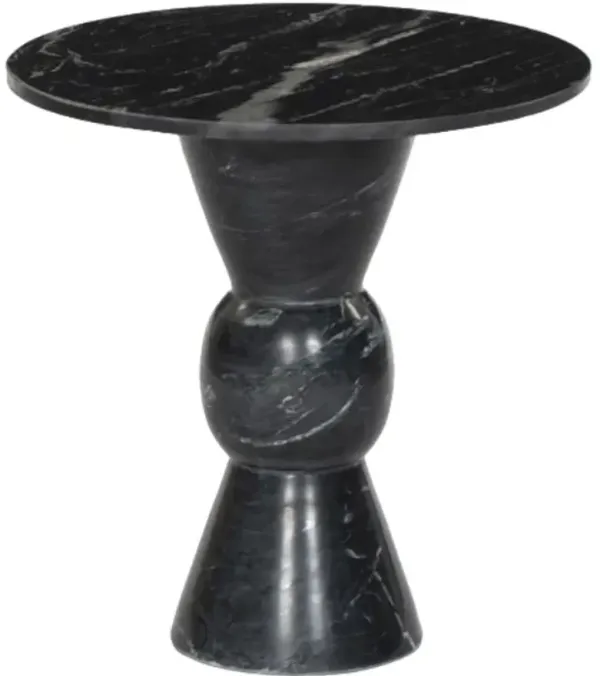 Four Hands Fox Polished Black Marble End Table