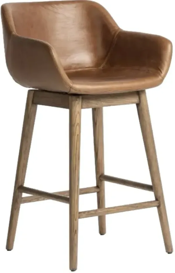 Four Hands Hannah Amber Ash/Sonoma Chestnut Swivel Counter Stool