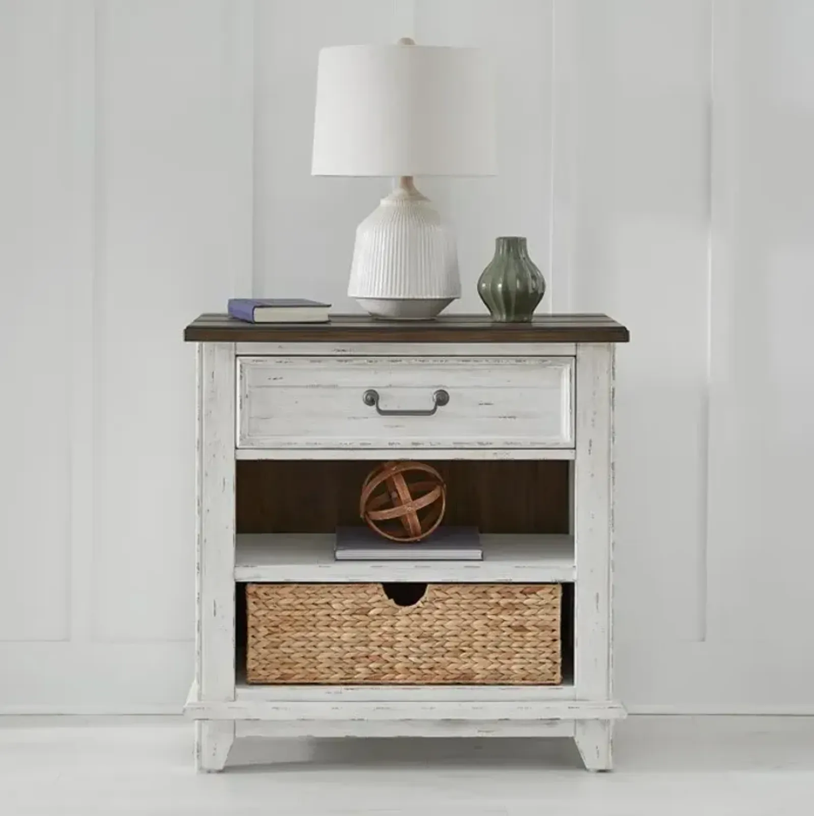 Liberty Furniture River Place Riverstone White/Tobacco Bedside Chest