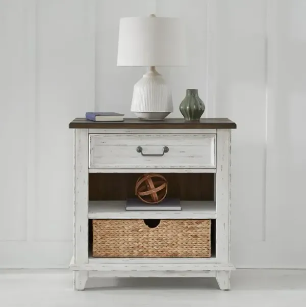 Liberty Furniture River Place Riverstone White/Tobacco Bedside Chest