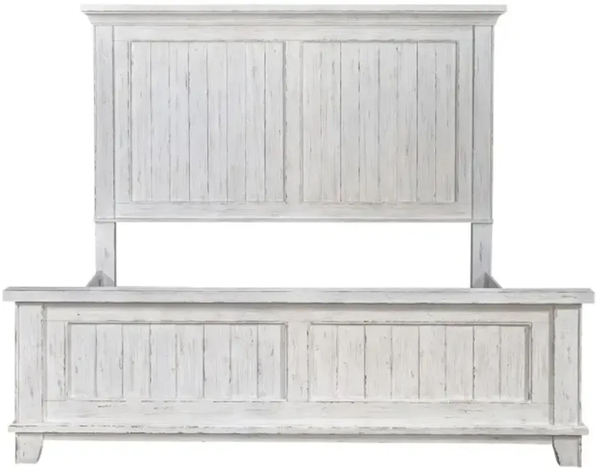 Liberty Furniture River Place Riverstone White King Panel Bed