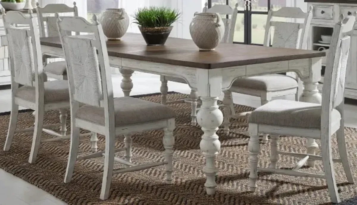 Liberty Furniture River Place 7-Piece Riverstone White/Tobacco Dining Table Set