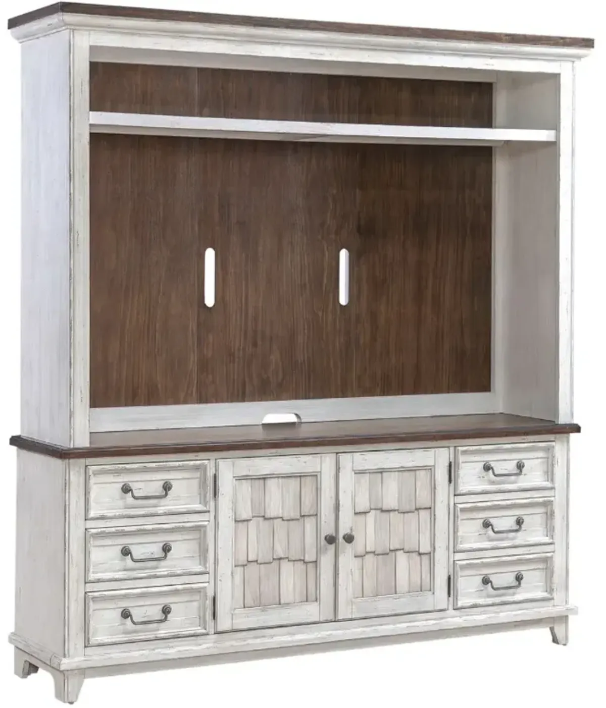 Liberty Furniture River Place Riverstone White/Tobacco Entertainment Center
