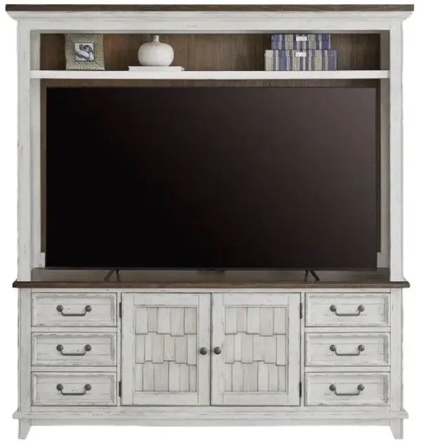 Liberty Furniture River Place Riverstone White/Tobacco Entertainment Center