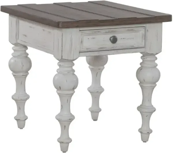 Liberty Furniture River Place Tobacco End Table with Riverstone White Base