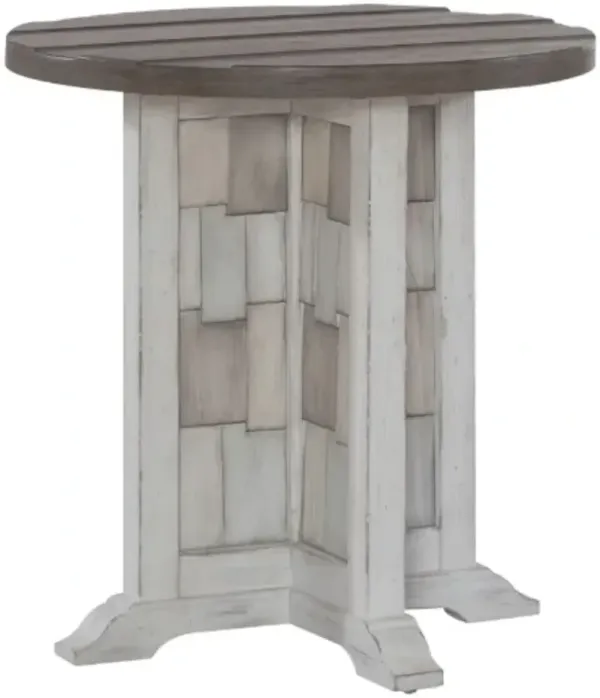 Liberty Furniture River Place Tobacco Chairside Table with Riverstone White Base