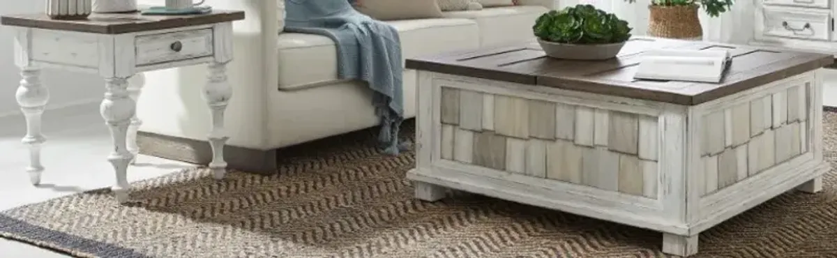 Liberty Furniture River Place Optional 3-Piece Riverstone White/Tobacco Table Set